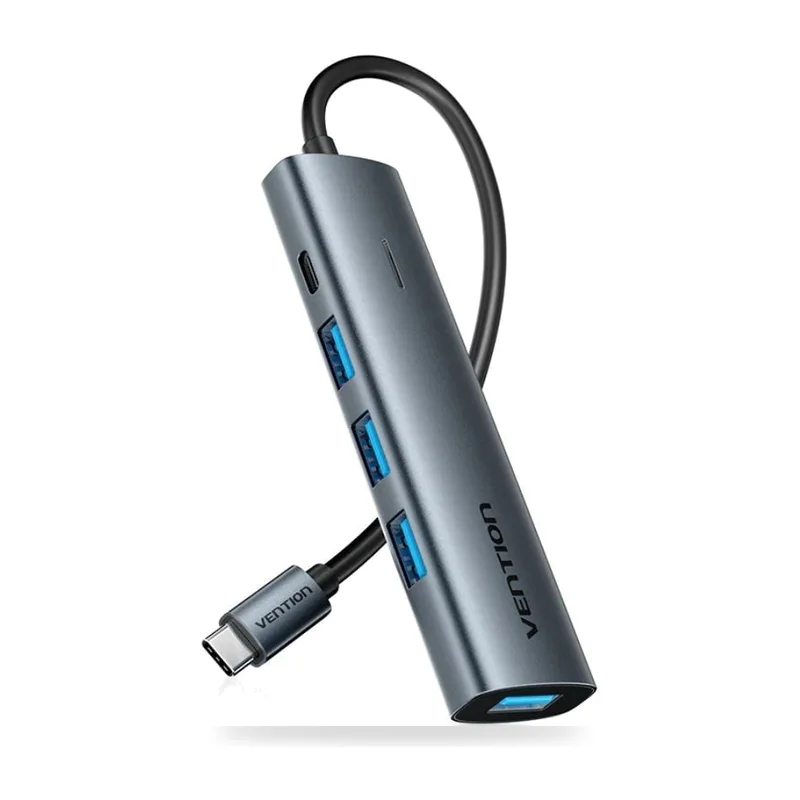Hub USB Tipo-C 3.0 Vention TGZHB/ 3xUSB/ 1xUSB Tipo-C PD/ Gris