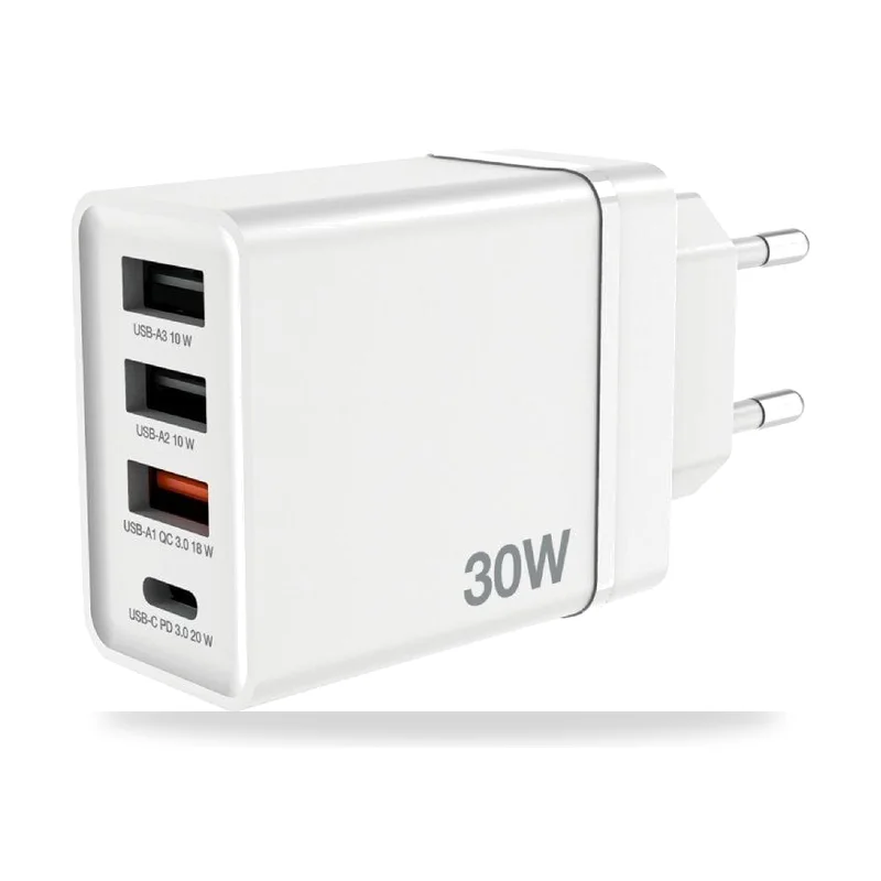 Cargador de Pared GaN Verbatim CHR-30EU2/ 1xUSB Tipo-C/ 3xUSB/ 30W