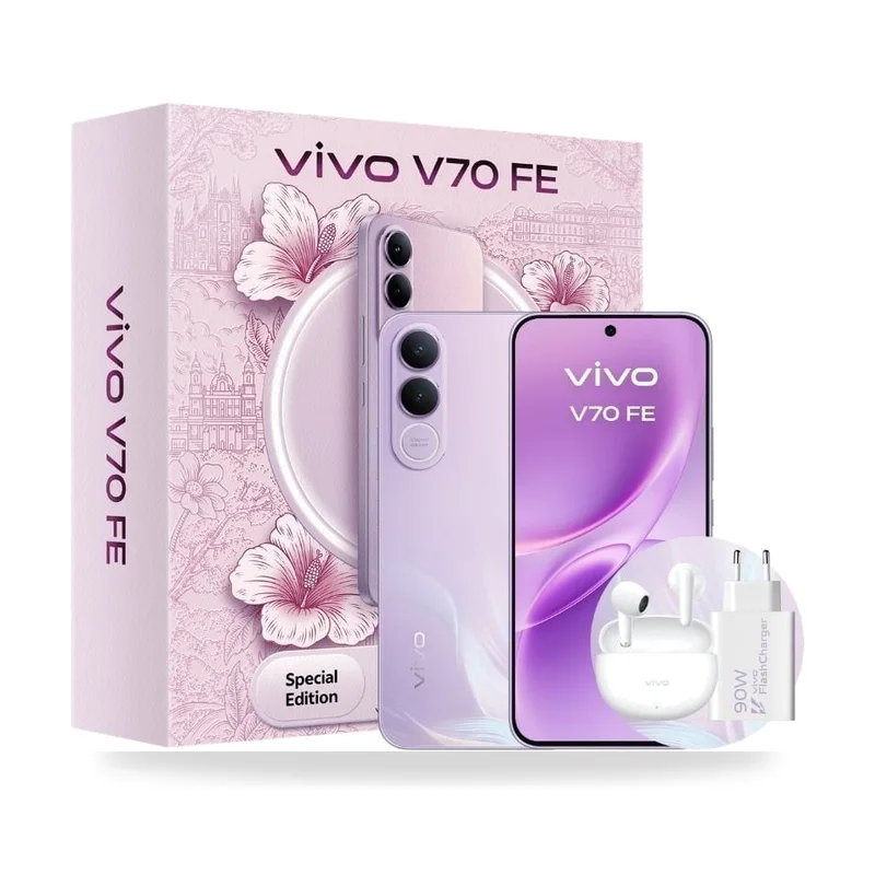 Smartphone Vivo V70 FE 8GB/ 512GB/ 6.83"/ 5G/ Púrpura/ Incluye Cargador + Auriculares
