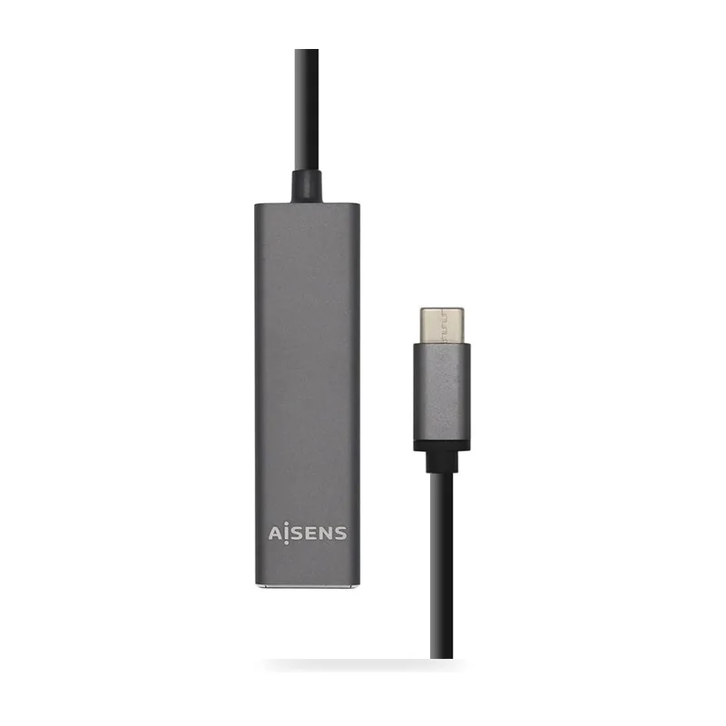 Hub USB Tipo-C Aisens/ 4xUSB/ Gris