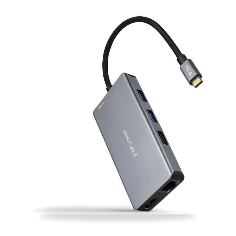 Docking Tipo-C Nanocable 10.16.1009/ 3xUSB/ 2xHDMI 4K/ 1xRJ45/ 1xLector tarjetas/ 1xUSB Tipo-C PD/ Gris
