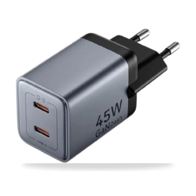 Cargador de Pared GaN Vention TZ-FCDH0-EU/ 2xUSB Tipo-C + Cable USB Tipo-C/ 45W
