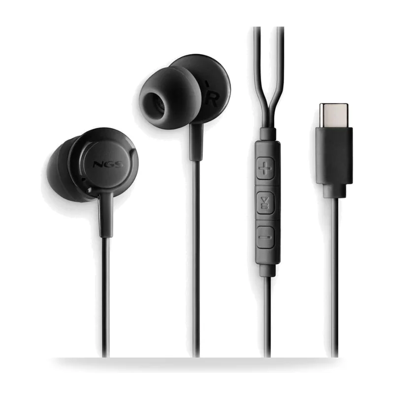 Auriculares Intrauditivos NGS Cross Step/ con Micrófono/ USB Tipo-C/ Negros