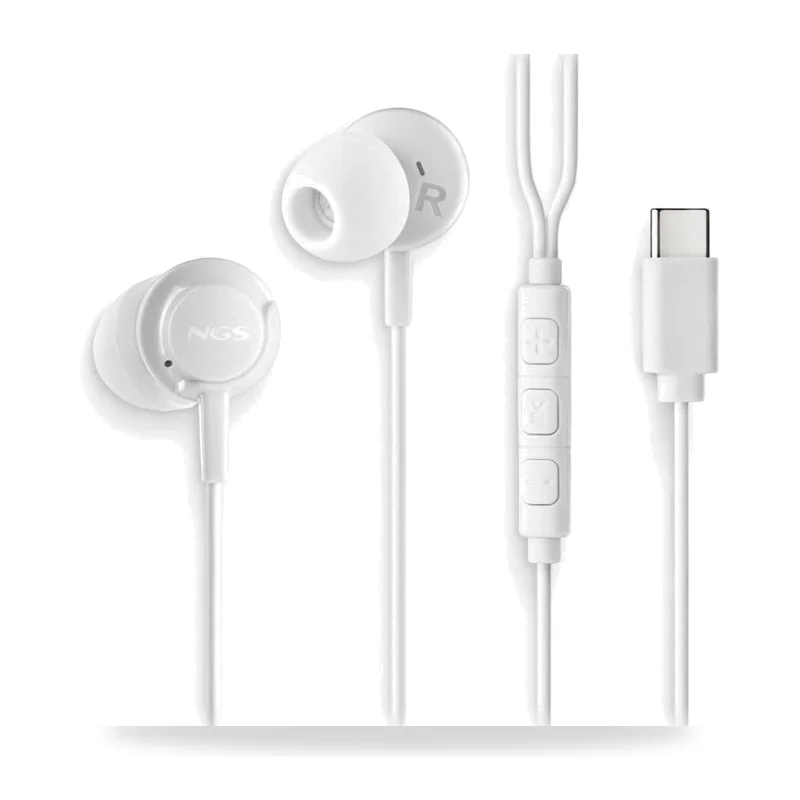 Auriculares Intrauditivos NGS Cross Step/ con Micrófono/ USB Tipo-C/ Blancos