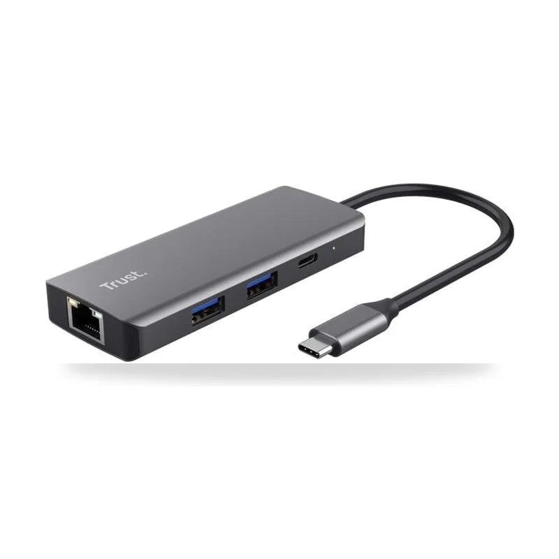 Docking USB Tipo-C Trust Dalyx/ 2xUSB/ 2xUSB Tipo-C/ 1xHDMI 4K/ 1xRJ45/ Gris