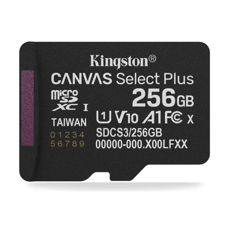 Tarjeta de Memoria Kingston CANVAS Select Plus 256GB microSD XC/ Clase 10/ 150MBs
