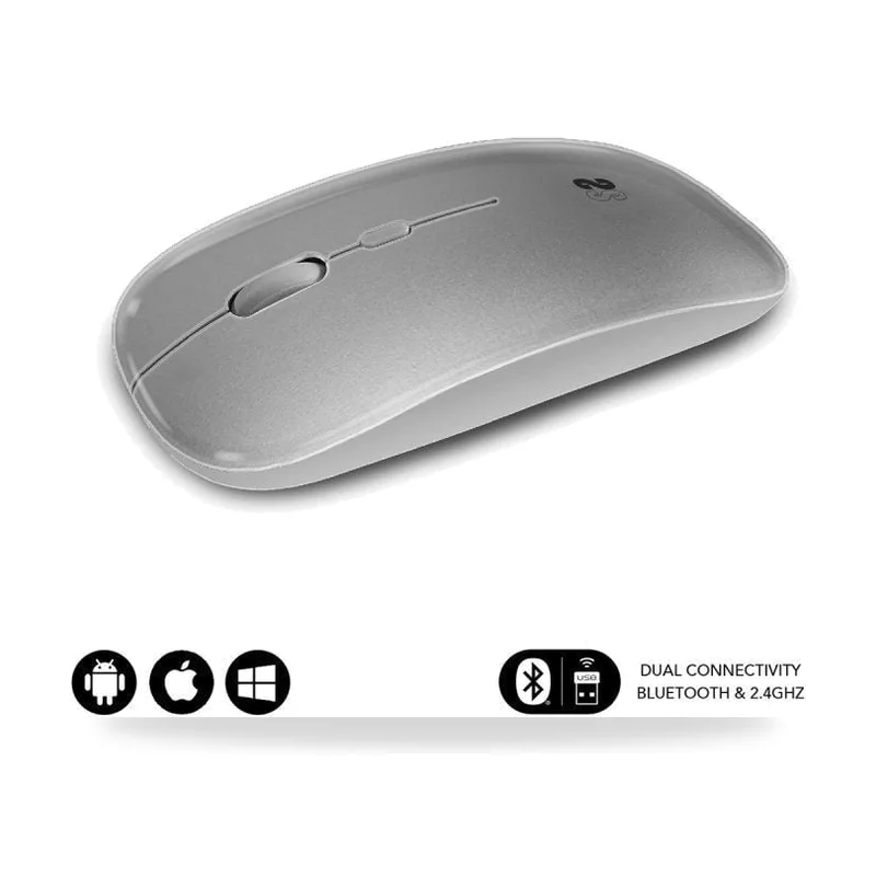 Ratón Inalámbrico Subblim Dual Flat/ Batería recargable/ Hasta 1600 DPI/ Plata