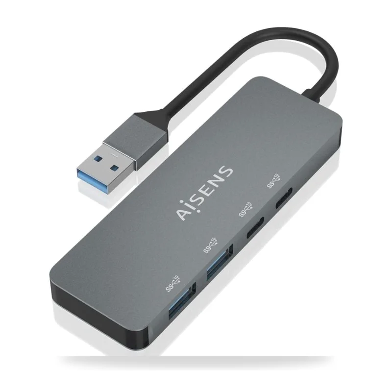 Hub USB 3.2 Aisens/ 2xUSB/ 2xUSB Tipo-C/ Gris